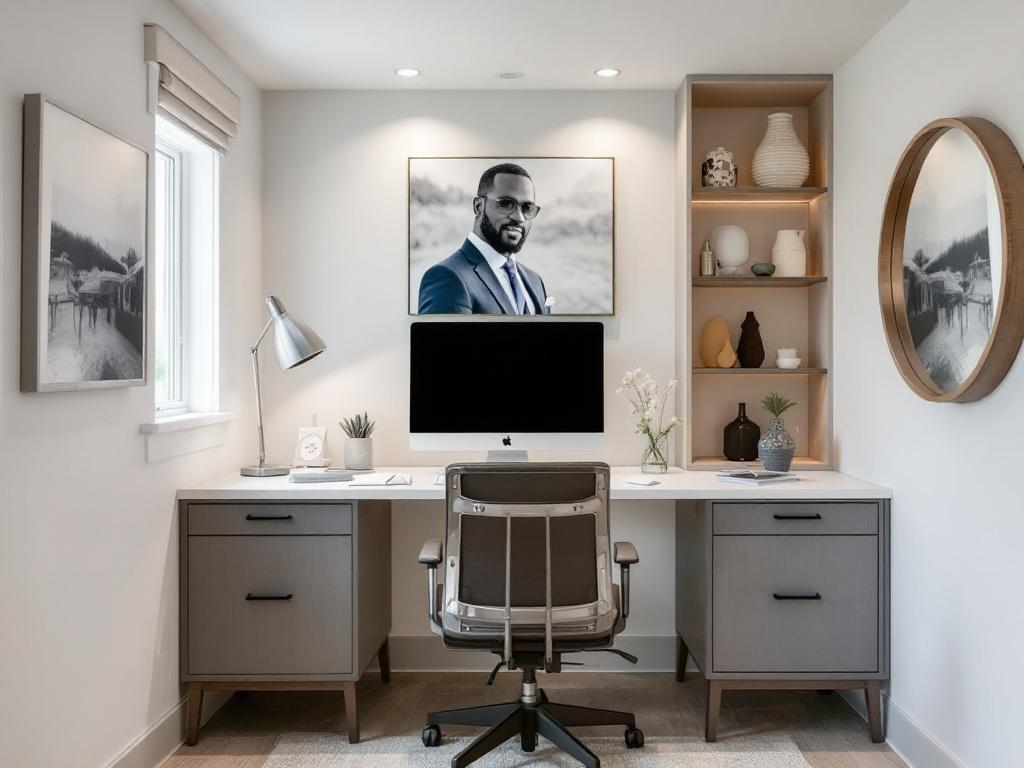 Spacious and Modern Basement Home Office in Boston